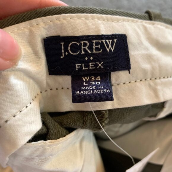 NWT J. CREW FACTORY OLIVE GREEN SLIM-FIT FLEX PANTS - SIZE 34 x 30 - Picture 12 of 15